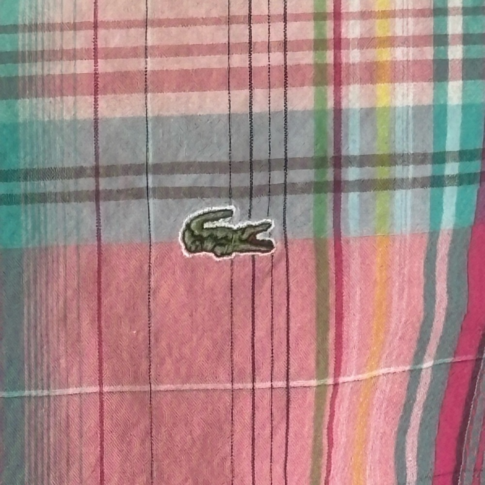 Lacoste Women’s Short Sleeve Plaid Button Up Blouse Size 38 Small EUC - Picture 3 of 7